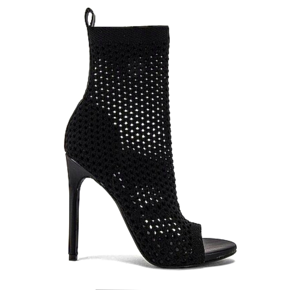 Steve Madden Shoes - NWOT Steve Madden | Evelina Knit Mesh Stretch Vegan Leather Peep Toe Heel Bootie